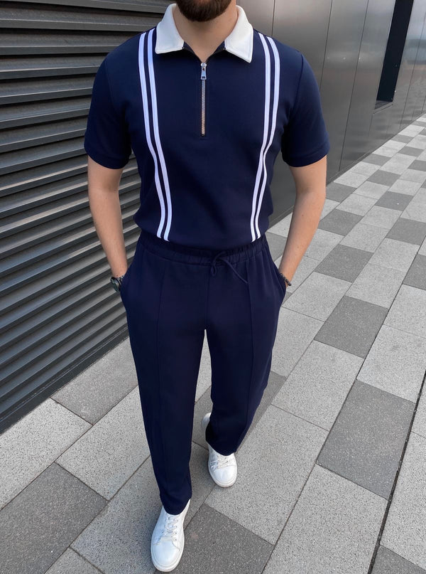 KNITTED POLO T-SHIRT SETS STRIPE |PL001