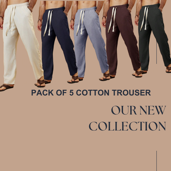 PACK OF 5 COTTON STRAIGHT FIT TROUSER